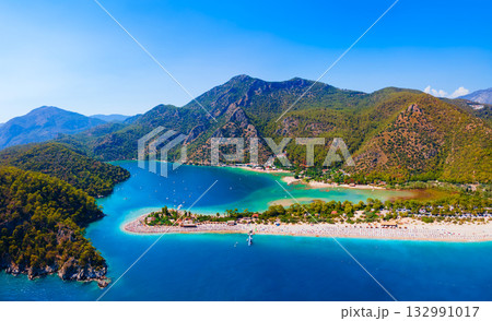 Blue Lagoon aerial panoramic view, Oludeniz beach 132991017