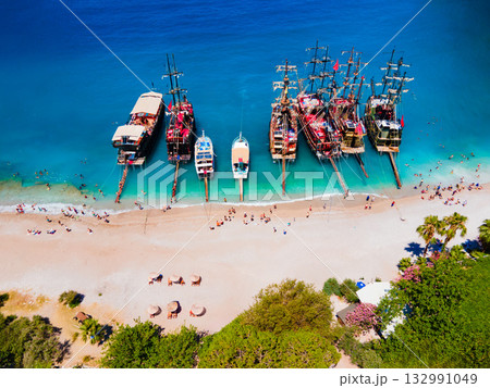 Butterfly Beach aerial panoramic view in Turkey 132991049