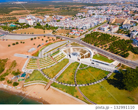 Didim amphitheater aerial panoramic view in Turkey 132991110
