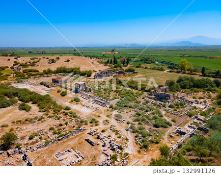 Miletus Archaeological Site aerial panoramic view near Didim city in Turkey Miletus Archaeological Site aerial panoramic view near Didim city in Turkey 132991126