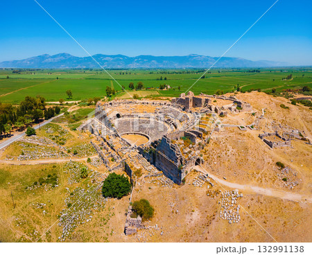 Miletus Archaeological Site aerial panoramic view near Didim city in Turkey Miletus Archaeological Site aerial panoramic view near Didim city in Turkey 132991138