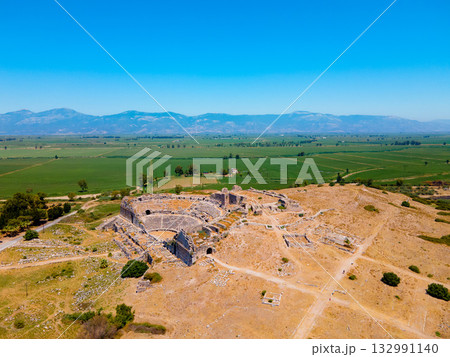 Miletus Archaeological Site aerial panoramic view near Didim city in Turkey 132991140