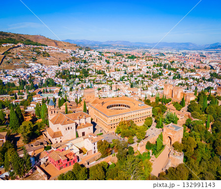 The Alhambra aerial panoramic view in Granada, Spain 132991143