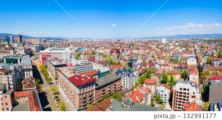 Sofia city centre aerial panoramic view in Bulgaria Sofia city centre aerial panoramic view in Bulgaria 132991177