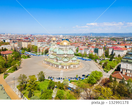 St. Alexander Nevsky Cathedral aerial panoramic view, Sofia 132991178