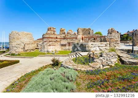 Western fortress wall in Nessebar city, Bulgaria 132991216