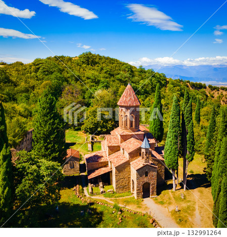 Ikalto Monastery aerial panoramic view, Georgia 132991264