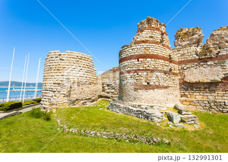 Western fortress wall in Nessebar city, Bulgaria 132991301
