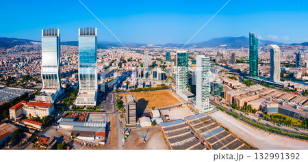 Bayrakli business district aerial panoramic view in Izmir city 132991392