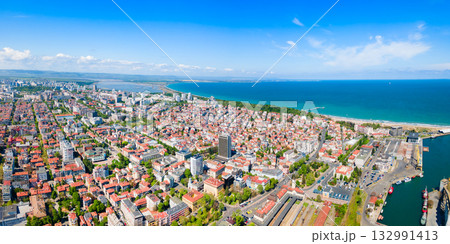 Burgas city centre aerial panoramic view in Bulgaria Burgas city centre aerial panoramic view in Bulgaria 132991413