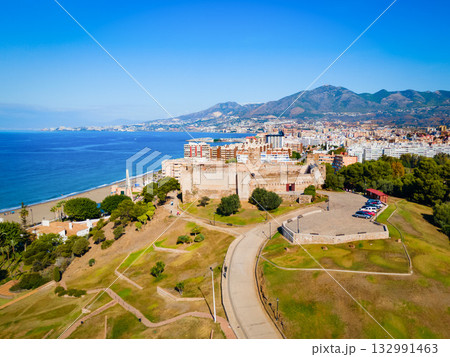 Sohail Castle aerial panoramic view in Fuengirola, Spain 132991463