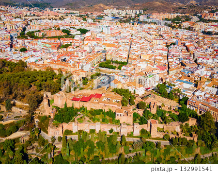 Alcazaba Fortress aerial panoramic view in Malaga 132991541