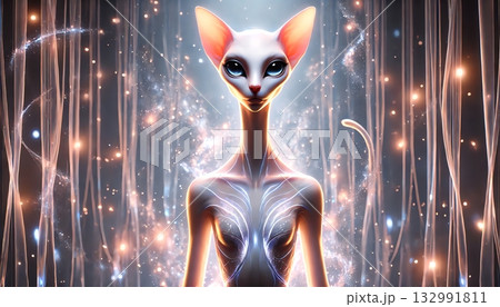 幻想的なネコ型宇宙生命体 幻想的なネコ型宇宙生命体 132991811