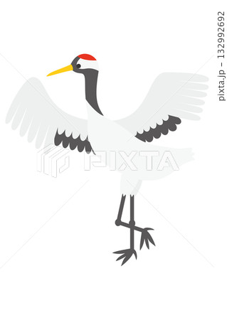 鶴　ツル　タンチョウ　正月　敬老の日　長寿　イラスト素材 132992692