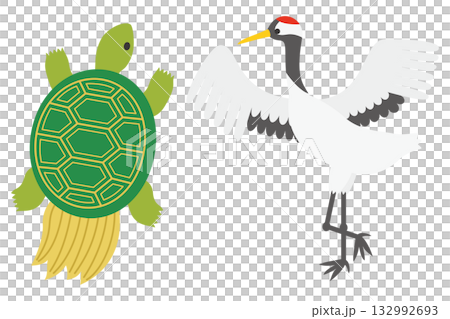 鶴龜新年敬老節長壽插圖素材 132992693