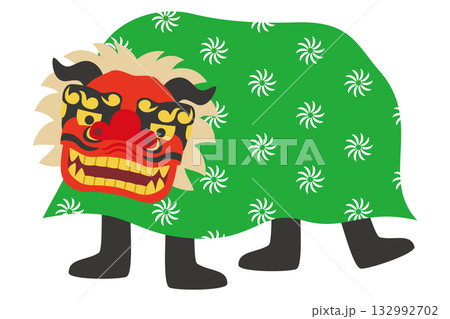 獅子舞い 獅子 正月 イラスト素材 獅子舞い 獅子 正月 イラスト素材 132992702