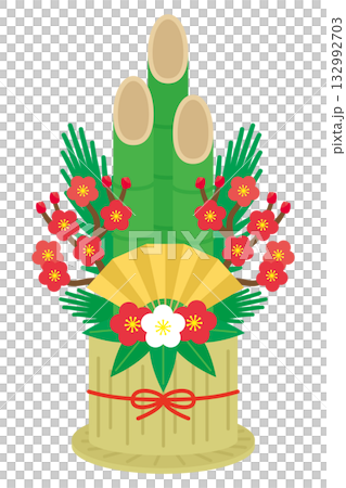 門松　正月　イラスト素材 132992703