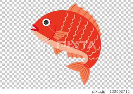 Jumping red sea bream illustration material Jumping red sea bream illustration material 132992716