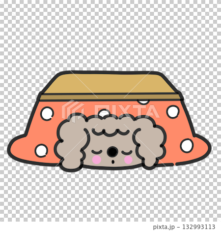 A toy poodle sleeping soundly in a kotatsu 132993113