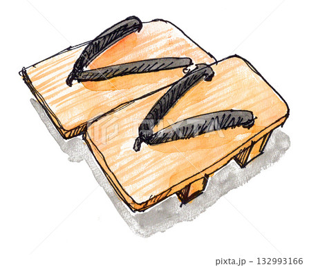 水彩で描いた下駄251111pix7 水彩で描いた下駄251111pix7 132993166