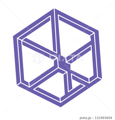 Impossible shapes. Sacred geometry figures. Optical illusion. Abstract eternal geometric object. Impossible endless outline. Line art. Optical art. Impossible geometry shape on a white background. Impossible shapes. Sacred geometry figures. Optical illusion. Abstract eternal geometric object. Impossible endless outline. Line art. Optical art. Impossible geometry shape on a white background. 132993609