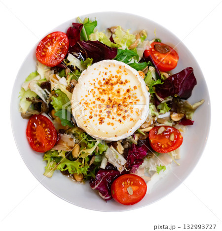 Fresh vegetable salad with goat cheese Fresh vegetable salad with goat cheese 132993727