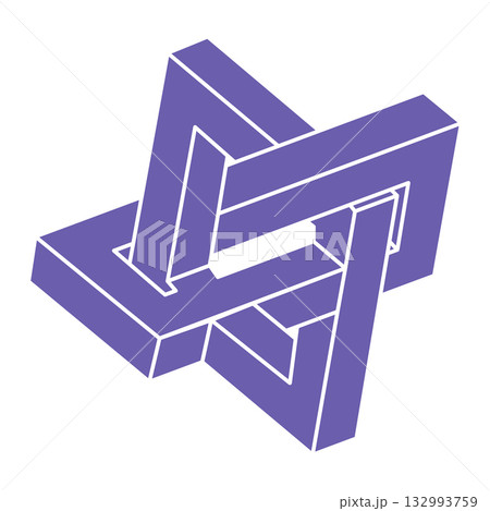 Impossible shape. Logo. Sacred geometry figure. Optical illusion. Abstract eternal geometric object. Impossible endless outline. Line art. Optical art. Impossible geometry shape on a white background. Impossible shape. Logo. Sacred geometry figure. Optical illusion. Abstract eternal geometric object. Impossible endless outline. Line art. Optical art. Impossible geometry shape on a white background. 132993759