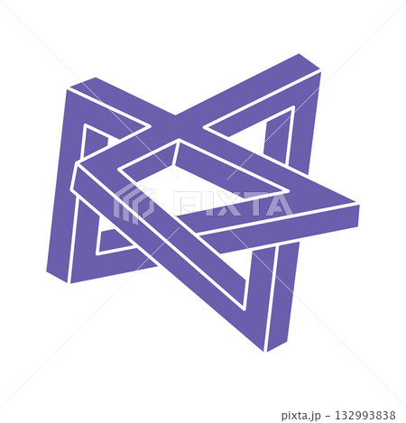 Optical illusion logo. Impossible shapes. Sacred geometry figures. Abstract eternal geometric objects. Impossible endless outline shapes. Optical art. Impossible geometry shape on a white background. 132993838