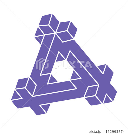 Logo. Impossible shape, optical illusion, vector. Optical art object. Geometric figure. Line art.  132993874