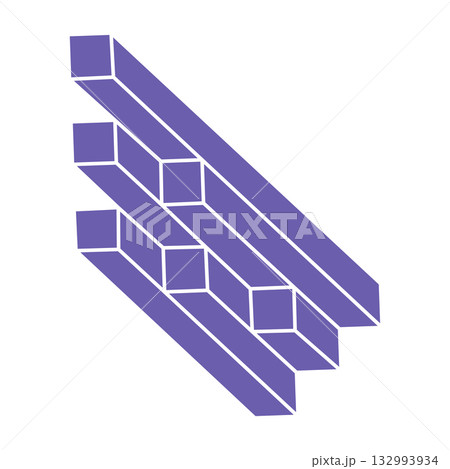 Impossible shape. Sacred geometry figures. Optical illusion. Abstract eternal geometric objects. Impossible endless outline. Optical art. Impossible geometry shape on a white background. Escher style. 132993934