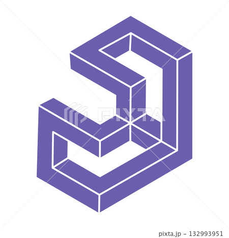 Logo. Impossible shape, optical illusion, vector. Optical art objects. Geometric figures. Line art. 132993951
