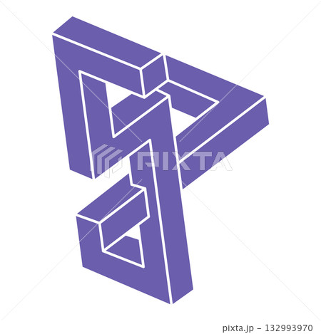 Impossible shapes. Sacred geometry. Optical illusion. Abstract eternal geometric object. Optical art. Impossible geometry symbol on a white background. Line art. Escher style. 132993970