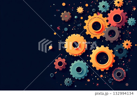 Steel Gears Engineering Mechanism Machine Parts dark background. AI Generative Steel Gears Engineering Mechanism Machine Parts dark background. AI Generative 132994134