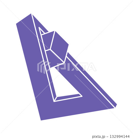 Impossible shapes. Sacred geometry logo. Optical illusion triangle. Abstract eternal geometric objects. Optical art. Impossible geometry symbol on a white background. Line art. Escher style. 132994144