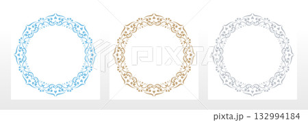 Set of decorative frames Elegant vector element for design in Eastern style, place for text. Floral colored borders. Lace illustration for invitations and greeting cards Set of decorative frames Elegant vector element for design in Eastern style, place for text. Floral colored borders. Lace illustration for invitations and greeting cards 132994184