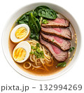 noodles with meat in soup 132994269