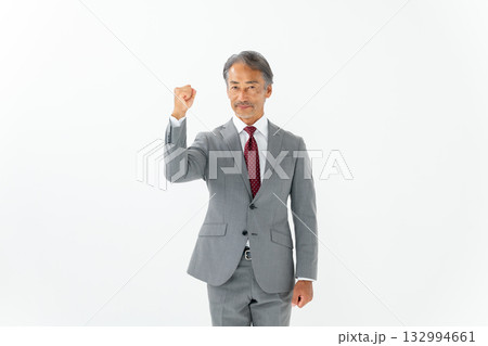 ビジネス シニア男性 ガッツポーズ ビジネス シニア男性 ガッツポーズ 132994661