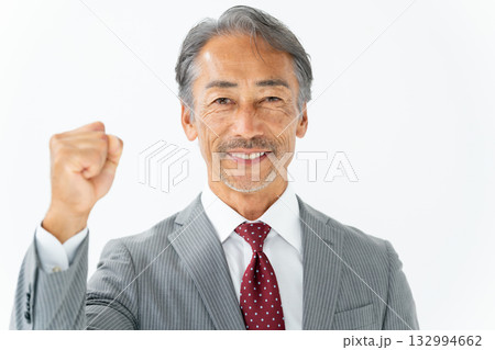 ビジネス シニア男性 ガッツポーズ ビジネス シニア男性 ガッツポーズ 132994662