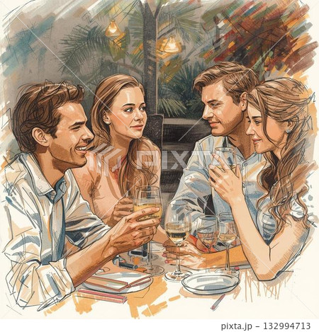 乾杯する若者 132994713