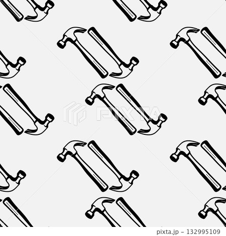 Hammer Icon Seamless Pattern, Tool Design...のイラスト素材 [132995109] - PIXTA