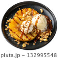 grilled pineapple with rum sauce vanilla ice crea 132995548