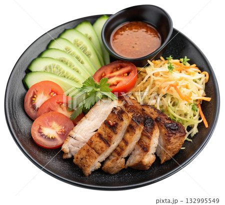 grilled pork with delicious dipping sauce 132995549