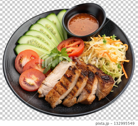 grilled pork with delicious dipping sauce 132995549
