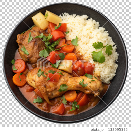 chicken leg stew with tomatoes 132995553