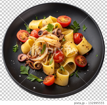 pasta with italian traditional dish calamarata  132995555