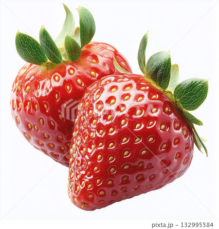 白い背景にフレッシュなイチゴ 132995584