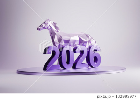 The horse, a symbol of the coming year, stands poised beside the number 2026 132995977