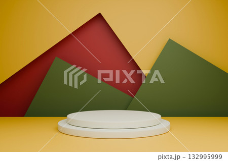 The white object is a podium standing still in a yellow geometric background 132995999