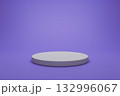 white cylinder podium is statically placed in the center of a purple background 132996067