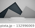 The white object is a podium standing still in a geometric background 132996069